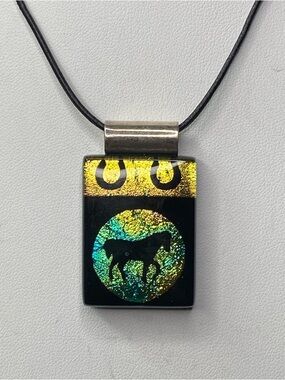 925 Sterling Glass Horse Pendant Necklace